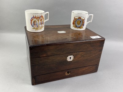 Lot 526 - A ROSEWOOD CASKET, CERAMICS AND A PAINTING