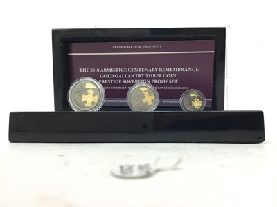 Lot 83 - THE 2018 ARMISTICE CENTENARY REMEMBRANCE GOLD GALLANTRY THREE COIN PRESTIGE SOVEREIGN PROOF SET