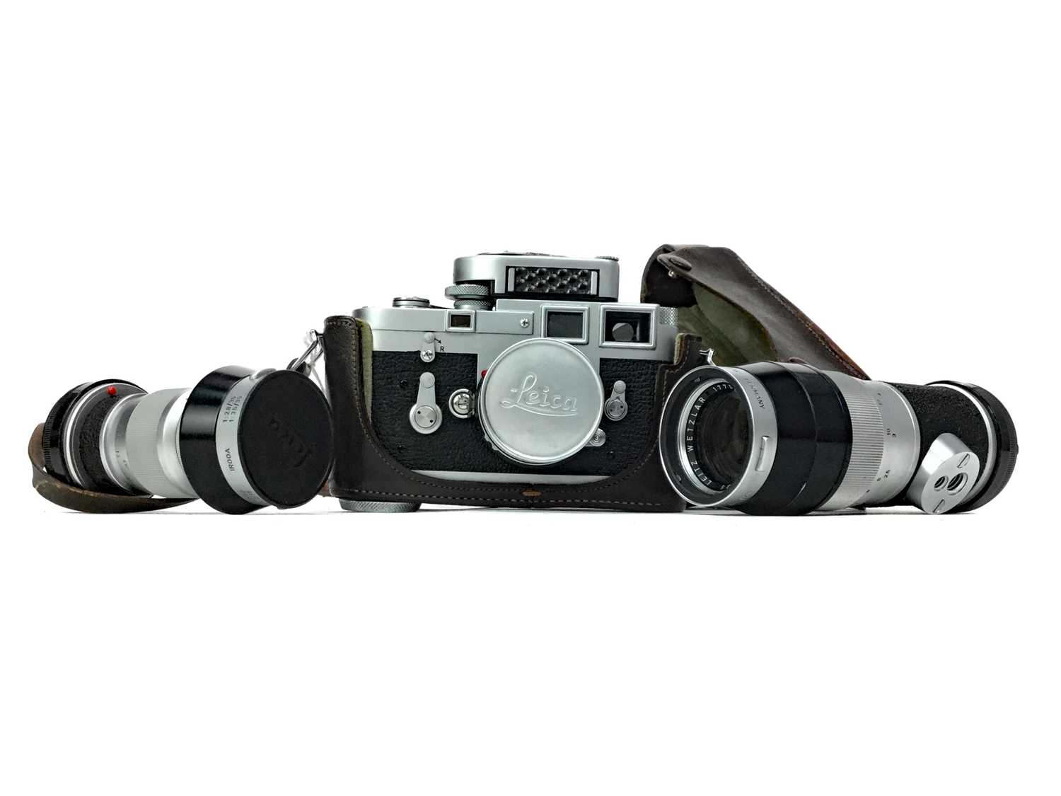 Lot 1107 - A LEICA CAMERA WITH FITTED LENS AND TWO OTHERS