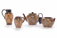 Lot 1116 - DOULTON LAMBETH STONEWARE THREE PIECE TEA SET...