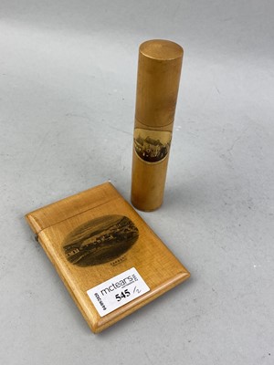 Lot 545 - A MAUCHLINE CARD CASE AND NEEDLE CASE