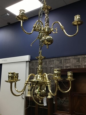 Lot 551 - A LOT OF VICTORIAN STYLE BRASS LIGHT FITTINGS