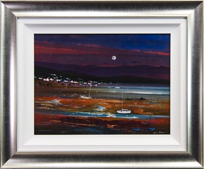 Lot 836 - POSTAL COMMUNITIES, BOATS IN THE BAY, AN ACRYLIC BY NICK POTTER