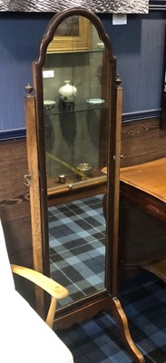 Lot 454 - A MAHOGANY CHEVAL MIRROR