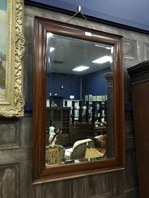 Lot 446 - A MAHOGANY RECTANGULAR WALL MIRROR