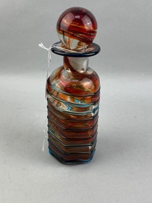 Lot 431 - A LOT OF THREE GLASS DECANTERS AND TWO PAPERWEIGHTS