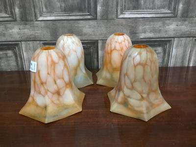 Lot 568 - A LOT OF FOUR MOTTLED GLASS LIGHT SHADES