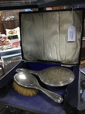 Lot 130A - A SILVER HAND MIRROR AND BRUSH