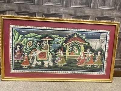 Lot 140 - THE PROCESSION AND THE WEDDING, TWO INDIAN SCHOOL MIXED MEDIAS