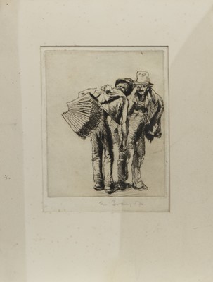 Lot 537 - THE ACCORDION PLAYERS, AN ETCHING BY FRANK BRANGWYN