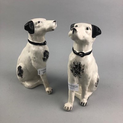 Lot 125 - A LOT OF TWO STAFFORDSHIRE FIGURES OF SEATED TERRIERS