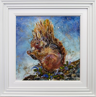 Lot 904 - RED SQUIRREL, AN ACRYLIC AND RESIN BY ROZANNE BELL