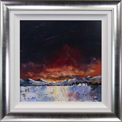 Lot 906 - WILD WINTER SUNSET, A MIXED MEDIA BY NICK POTTER