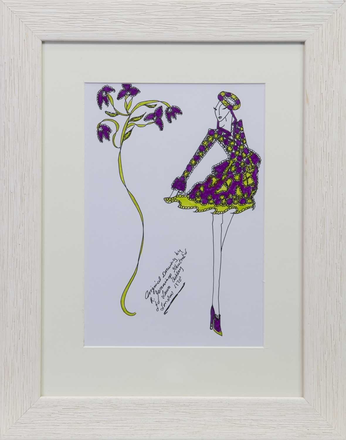 Lot 873 - ORIGINAL ILLUSTRATION OF DESIGNS FOR LAURA ASHLEY, BY ROZ JENNINGS