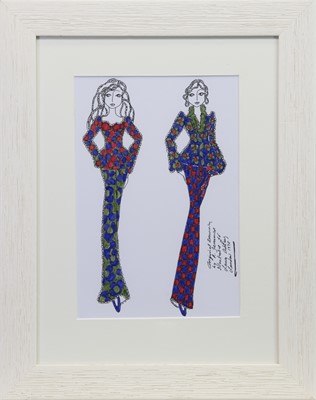 Lot 749 - ORIGINAL ILLUSTRATION OF DESIGNS FOR LAURA ASHLEY, BY ROZ JENNINGS