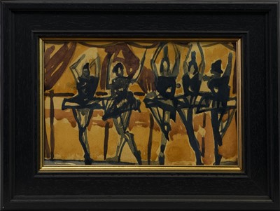 Lot 562 - AT THE BARRE, A WATERCOLOUR BY JAMIE O'DEA