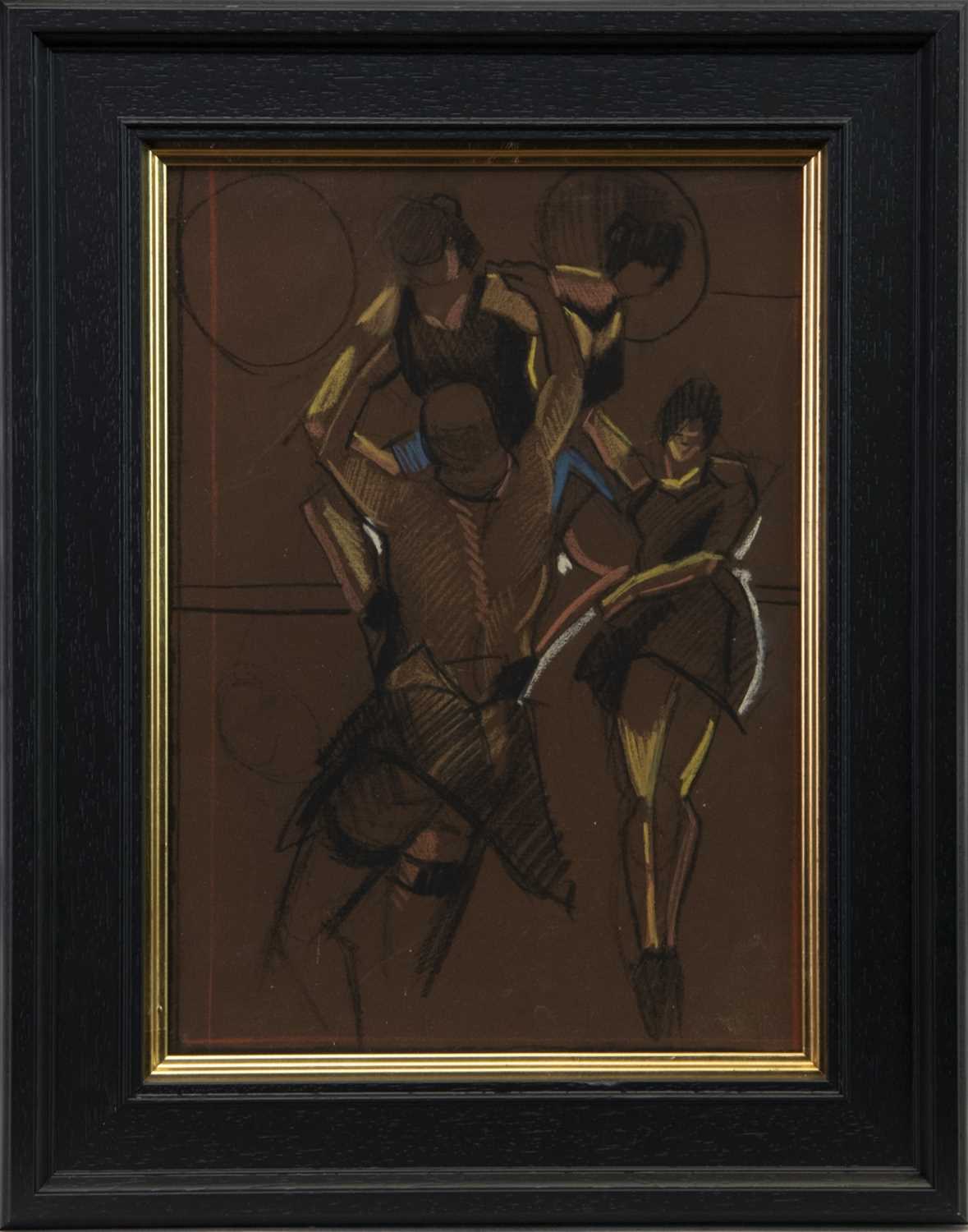 Lot 563 - DANCERS III, A PASTEL AND CHARCOAL BY JAMIE O'DEA