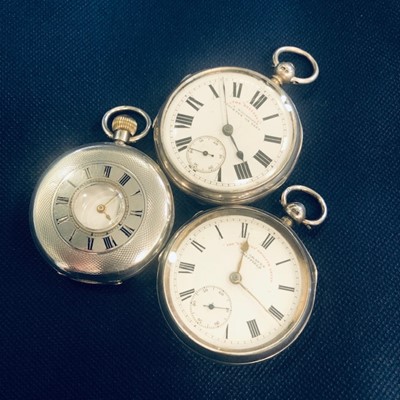 Lot 60 - A LOT OF THREE SILVER CASED POCKET WATCHES