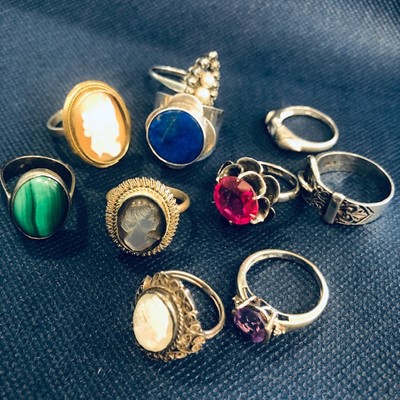 Lot 55 - A LOT OF VINTAGE SILVER AND OTHER DRESS RINGS