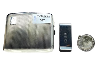 Lot 502 - AN EARLY 20TH CENTURY SILVER MEDAL ALONG WITH A CIGARETTE CASE AND MONEY CLIP