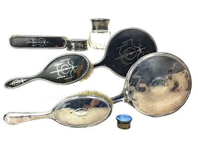 Lot 507 - A SILVER AND TORTOISESHELL PART DRESSING TABLE SET