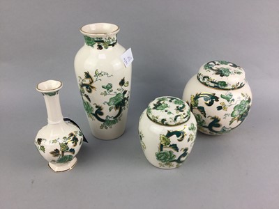 Lot 205 - A MASONS 'CHARTREUSE' GINGER JAR AND COVER AND OTHER CERAMICS