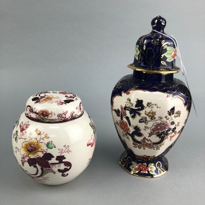 Lot 203 - A MASONS LIDDED VASE AND OTHER CERAMICS