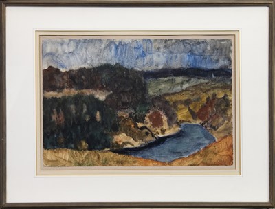 Lot 938 - ROSEBERRY RESERVOIR, A WATERCOLOUR BY WILLIAM GILLIES