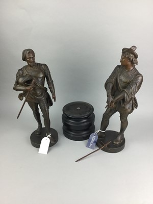 Lot 297 - A PAIR OF SPELTER FIGURES OF GENTLEMAN