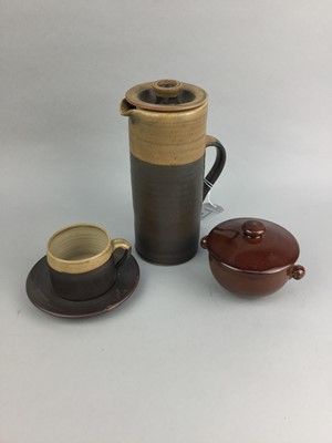 Lot 212 - A STONE WARE PART COFFEE SERVICE AND TWO DENBY BOWLS