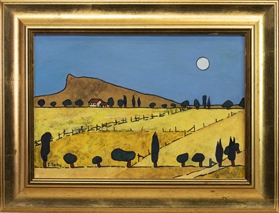 Lot 551 - MOON ON BLUE, AN OIL BY IAIN CARBY