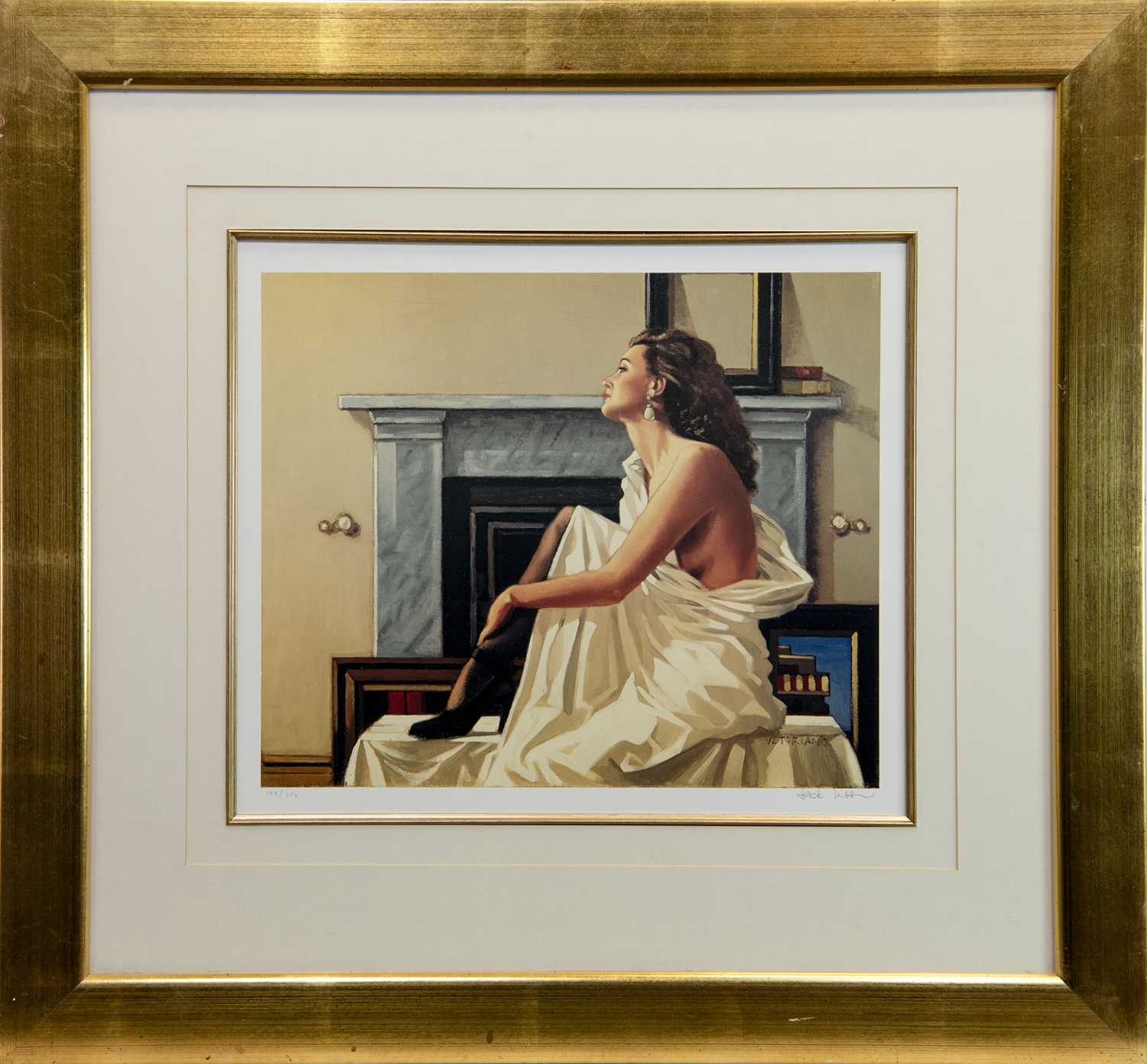 Lot 552 - MODEL IN WHITE, A PRINT SIGNED BY JACK VETTRIANO