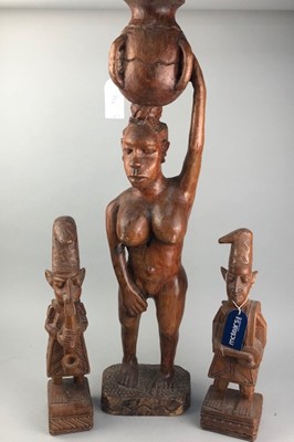 Lot 76 - A LOT OF THREE AFRICAN FIGURAL CARVINGS