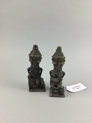 Lot 81 - A PAIR OF AFRICAN BRONZED METAL FIGURES