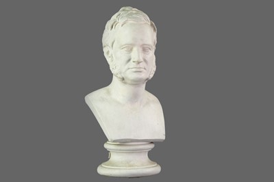 Lot 1397 - A 19TH CENTURY STUCCO BUST OF A GENTLEMAN