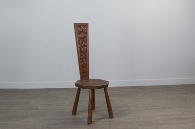 Lot 1398 - A  CARVED WALNUT SPINNING CHAIR