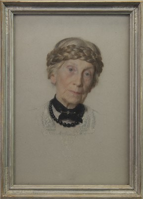 Lot 460 - PORTRAIT OF A LADY WITH BLACK BEADS, A PASTEL BY JOHN BULLOCH SOUTER