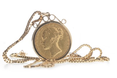 Lot 10 - A QUEEN VICTORIA (1837 - 1901) GOLD SOVEREIGN DATED 1845 ON A CHAIN