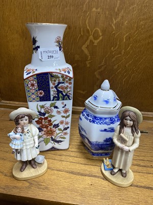 Lot 259 - A LOT OF CERAMIC VASES, SNOWBABIES FIGURE AND OTHER ITEMS