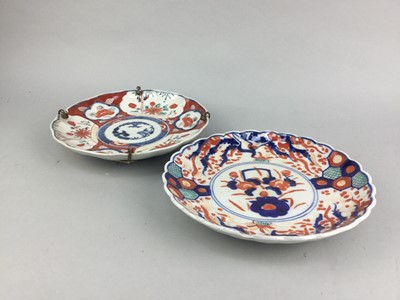 Lot 365 - A LOT OF TWO 19TH CENTURY JAPANESE IMARI PLATES, ALONG WITH OTHER ASIAN CERAMICS