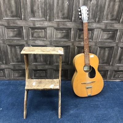 Lot 358 - AN ACOUSTIC GUITAR ALONG WITH STEPS AND A COAL BOX