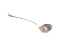 Lot 523 - LATE 18TH/EARLY 19TH CENTURY SILVER SOUP LADLE...