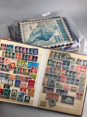 Lot 154 - A LOT OF FIVE ALBUMS OF WORLD STAMPS ALONG WITH FOUR OTHER ALBUMS