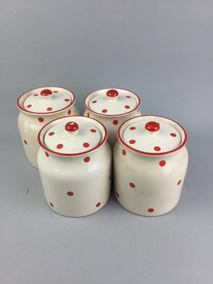 Lot 408 - A LOT OF VINTAGE STORAGE JARS