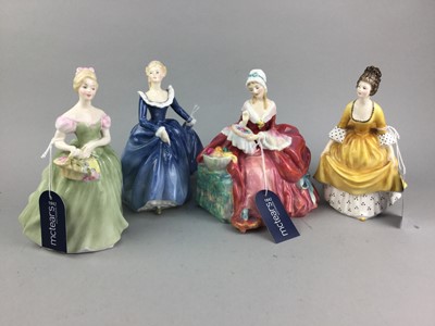 Lot 409 - A ROYAL DOULTON FIGURE OF 'CORALIE' AND THREE OTHERS