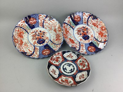 Lot 411 - A PAIR OF IMARI CHARGERS AND OTHER CERAMICS