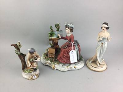 Lot 414 - AN ITALIAN FIGURE OF A BOY AND OTHER SIMILAR FIGURES AND POSIES