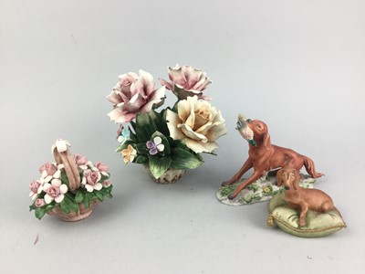 Lot 414 - AN ITALIAN FIGURE OF A BOY AND OTHER SIMILAR FIGURES AND POSIES