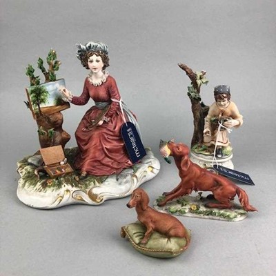 Lot 414 - AN ITALIAN FIGURE OF A BOY AND OTHER SIMILAR FIGURES AND POSIES