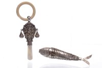 Lot 528 - EARLY 20TH CENTURY SILVER BABY'S RATTLE...